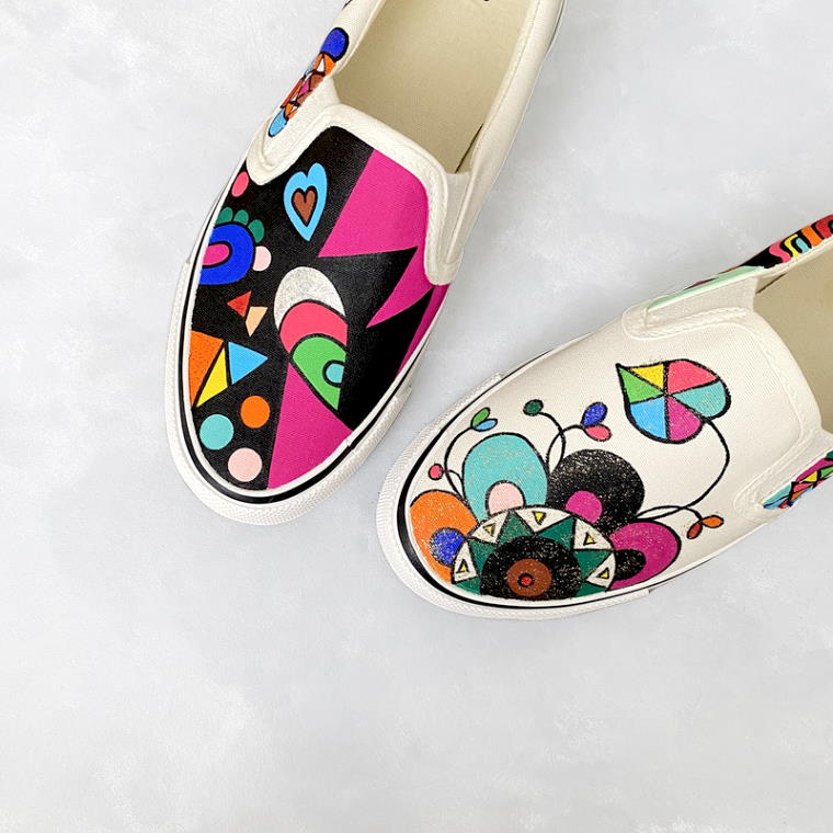 【ふるさと納税】手描き スニーカー ジョーヌスリッポン レディース メンズ ユニセックス ワイズ 2E 22.0～28.0cm【受注制作】08年「Soup」1月号・09年「ninas」1月号掲載