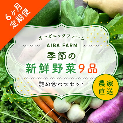 【6ヶ月 定期便】農家直送！【栽培期間中農薬不使用】季節の新鮮野菜「9品」詰め合わせセット オーガニックファーム AIBA FARM 野菜セット 無農薬 野菜 千葉県 富里市 直送野菜 お野菜セット 旬野菜 季節野菜 農家直送 採れたて とれたて やさい TML003