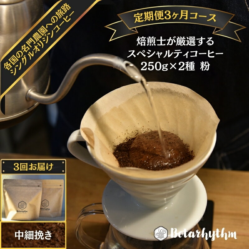 【ふるさと納税】 【定期便】 スペシャルティコーヒー【粉】 250g×2種 3ヶ月 mi0043-0004 千葉県 南房総市 個性 焙煎 ブラジル コロンビア グアテマラ インドネシア ケニア エチオピア フレッシュな豆 送料無料