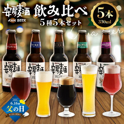 【父の日 ギフト対応】安房麦酒　飲み比べ5種5本セット 330ml×5本 mi0097-0002-1-father 千葉県 南房総市 クラフトビール 地ビール 少量生産 無ろ過 非加熱 スタウト ヴァイツェン アンバーエール ペールエール ダークエール ブルーベリーエール 送料無料