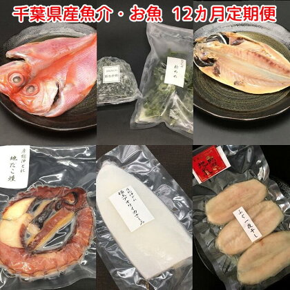 【定期便】千葉県産魚介・お魚12カ月定期便 mi0022-0019 南房総市 旬 干物 自社加工 金目鯛 イカ 太刀魚 わかめ めめ 真あじ たこ アオリイカ ブリ サバ ふぐ お取り寄せ グルメ 海の幸 海産物 送料無料