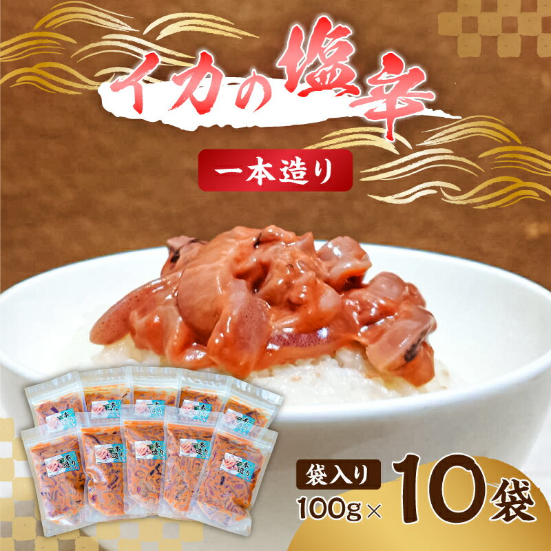 楽天千葉県南房総市【ふるさと納税】イカの塩辛 一本造り（袋入り100g×10） 千葉県 南房総市 海鮮 海産物 加工品 おかず お酒 お供 相性抜群 おつまみ 調味料 肉厚 するめいか 素材 味 小分け お取り寄せ グルメ 送料無料