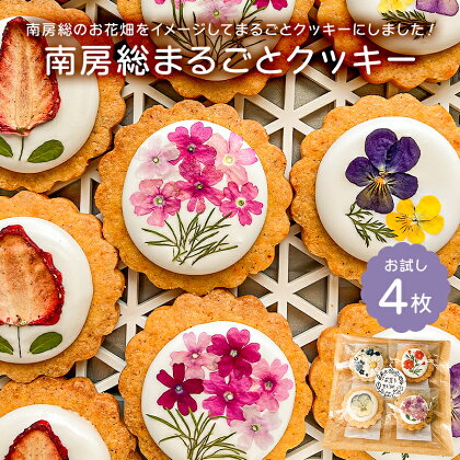 南房総まるごとクッキー4枚入 （カレンデュラ＆レモン、菜の花＆落花生） mi0085-0005 千葉県 南房総市 お花畑 綺麗な エディブルフラワー 手作り キンセンカ 焼き菓子 洋菓子 スイーツ お菓子 ギフト お試し 送料無料