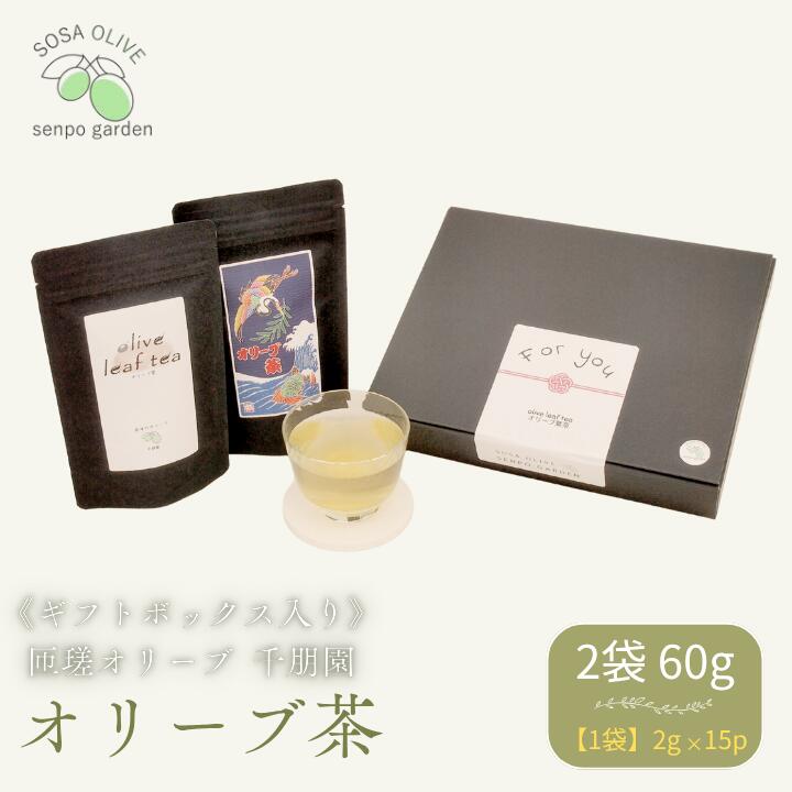 [ギフトボックス入り]匝瑳オリーブ 千朋園 オリーブ茶 2袋 60g(1袋2g×15パック×2袋) / お茶 オリーブ茶 オリーブ オレウロペイン ポリフェノール ティーバッグ ギフト 贈答 贈り物