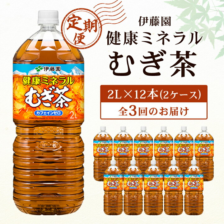 【毎月定期便】伊藤園 健康ミネラル麦茶2L 12本(2ケース)全3回【配送不可地域：離島・沖縄県】【4003272】