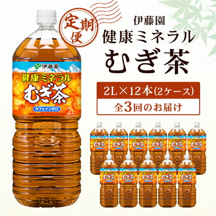 【毎月定期便】伊藤園 健康ミネラル麦茶2L 12本(2ケース)全3回【配送不可地域：離島・沖縄県】【4003272】