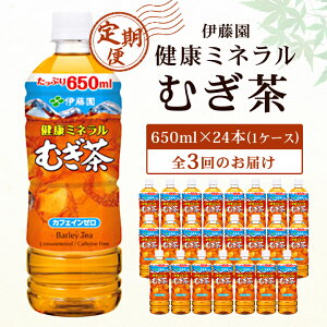 【ふるさと納税】【毎月定期便】伊藤園 健康ミネラル麦茶650ml 24本(1ケース)全3回【配送不可地域：離島・沖縄県】【4003275】