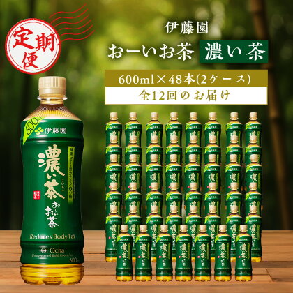 【毎月定期便】おーいお茶濃い茶600ml 48本(2ケース)伊藤園全12回【配送不可地域：離島・沖縄県】【4003295】