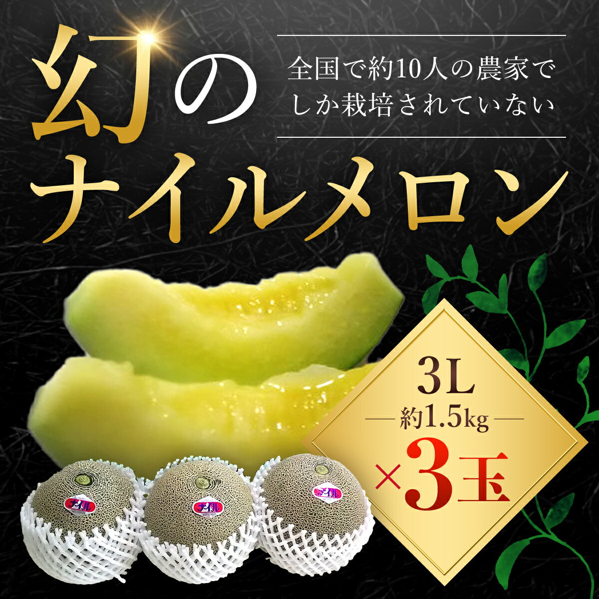 【ふるさと納税】【6月中旬発送開始】幻のナイルメロン 全国で10人ほどの農家でしか栽培されていない幻のメロン 約1.5kg×3玉 メロン ナイルメロン 幻のメロン 甜瓜 青肉 青肉メロン 千葉県 山武市 SMAE001