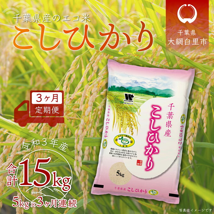 【ふるさと納税】＜3ヶ月定期便＞千葉県産エコ米「コシヒカリ」5kg×3ヶ月連続 計1...