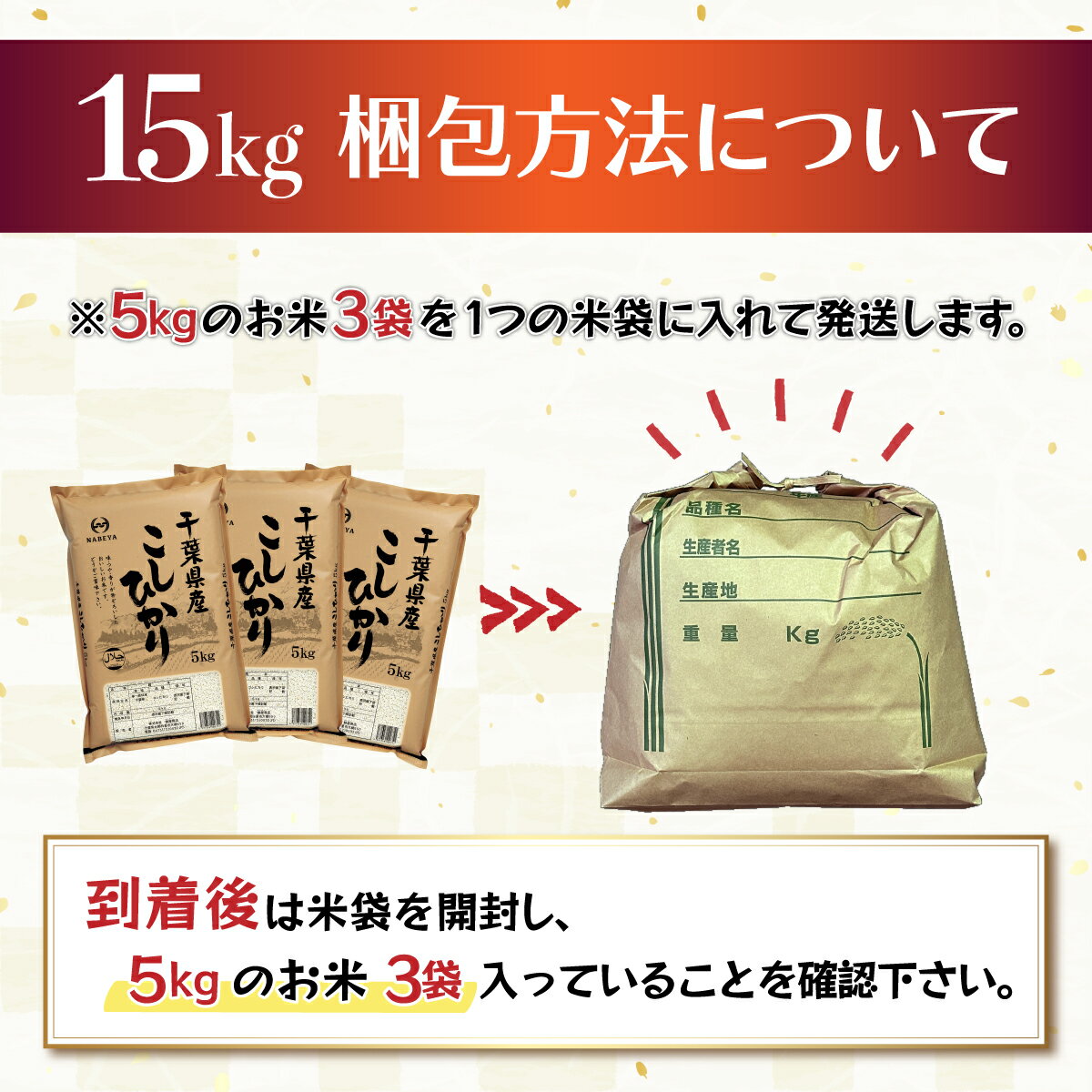 【ふるさと納税】令和5年産 2年連続特A評価!千葉県産コシヒカリ15kg（5kg×3袋）ふるさと納税 米 お米 15kg 千葉県産 大網白里市 コシヒカリ 精米 こめ 送料無料 E002