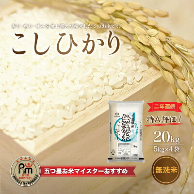 楽天ふるさと納税　【ふるさと納税】令和5年産 2年連続特A評価!千葉県産コシヒカリ20kg無洗米（5kg×4袋） 無洗米 20kg ふるさと納税 米 千葉県産 大網白里市 コシヒカリ お米 こめ 送料無料 E005