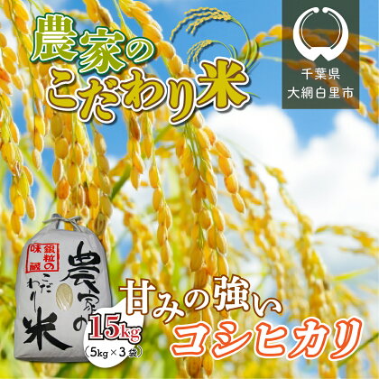 千葉県 大網白里市産 こだわり米（コシヒカリ）15kg（5kg×3袋） お米 15kg 千葉県産 大網白里市 コシヒカリ 米 精米 こめ 送料無料 J005