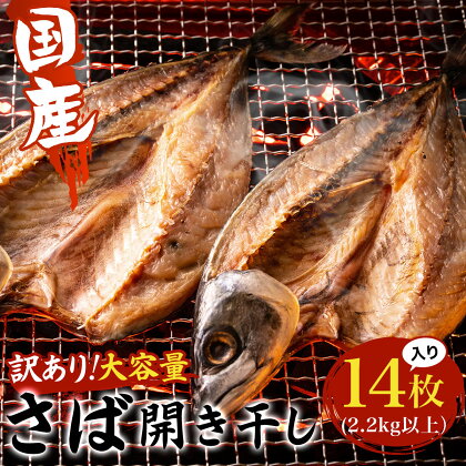 【訳あり】国産 さば開き干し 大容量14枚入　(2.2kg以上） ふるさと納税 さば サバ 鯖 魚 魚介 料理 千葉県 大網白里市 送料無料 AE003