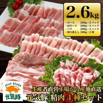 千葉県産豚肉 元気豚 精肉4種セット[大盛り] 2.6kg[配送不可地域:離島・沖縄県]