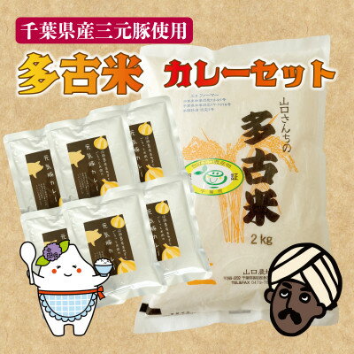 【ふるさと納税】ご飯にはやっぱりカレー!「多古米コシヒカリ2kg」と「元気豚カレー200g×6」セット【配送不可地域:離島】【1491084】