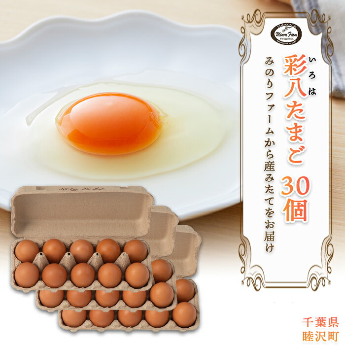 【ふるさと納税】【みのりファーム】「彩八(いろは)」たまご(30個) 国産 鶏卵 卵 玉子 タマゴ 生卵 濃厚 コク 千葉県 睦沢町 F21G-222