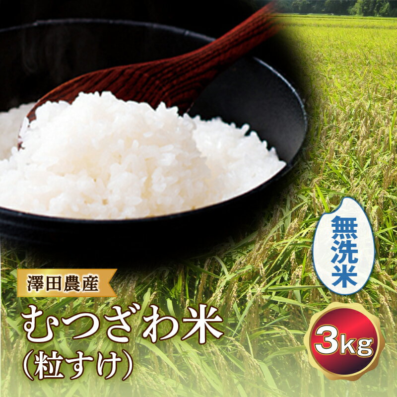 令和5年産米 むつざわ米(粒すけ)無洗米 3kg 澤田農産 F21G-195