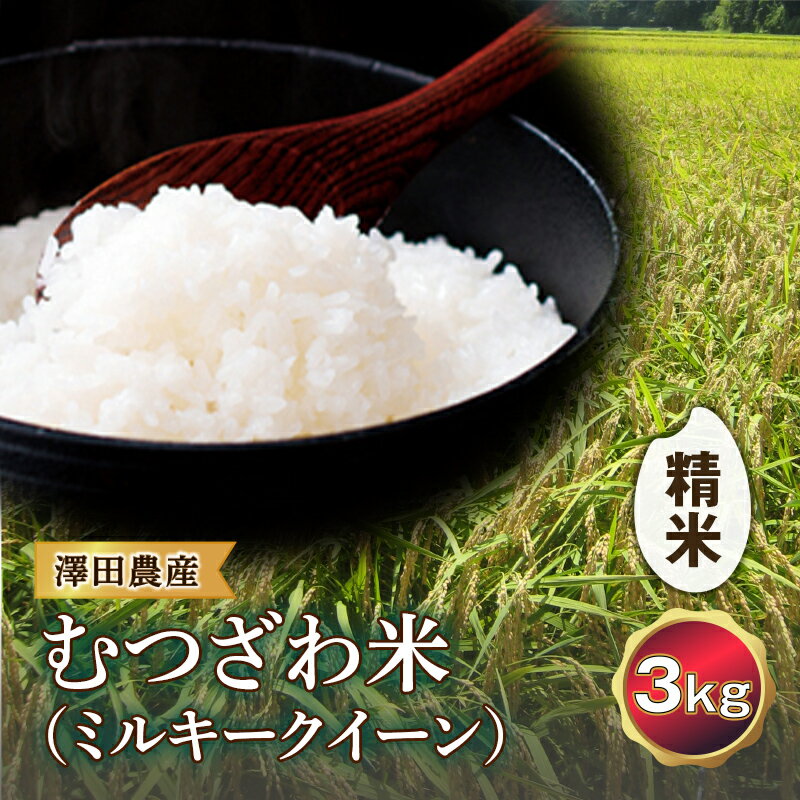 令和5年産米むつざわ米（ミルキークイーン）精米 3kg 澤田農産 F21G-197