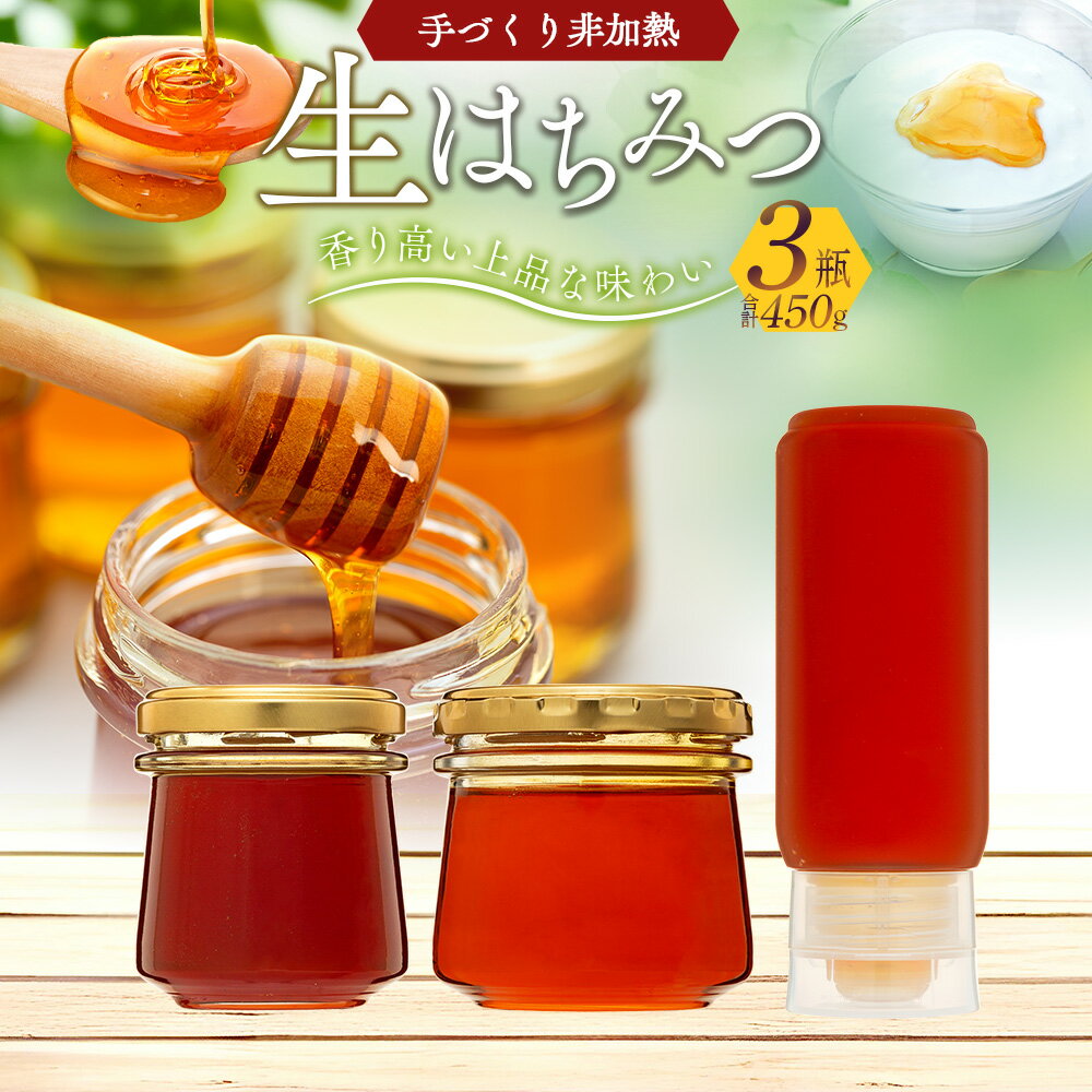 手づくり非加熱生はちみつ 450g 国産 3瓶 蜂蜜 はちみつ ハチミツ 非加熱 千葉県産 ふるさと 納税 千葉県 長生村