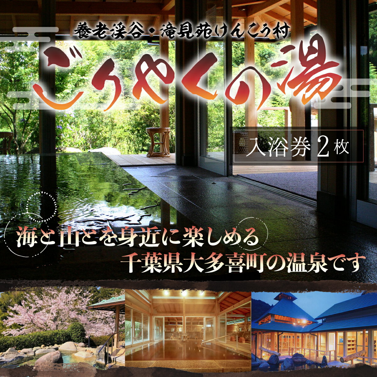 滝見苑けんこう村ごりやくの湯 「入浴券」2枚 千葉県 大多喜町 送料無料