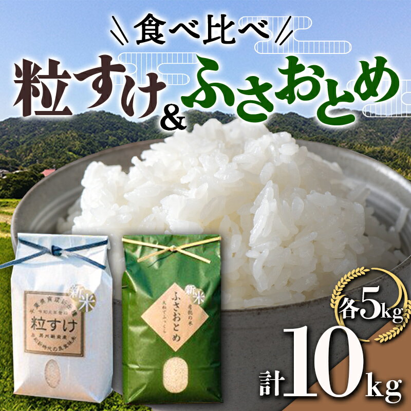 令和5年産米 新米 食べ比べ (粒すけ&ふさおとめ) 各5kg 合計10kg 白米 お米 ご飯 米 千葉県 鋸南町 F22X-135