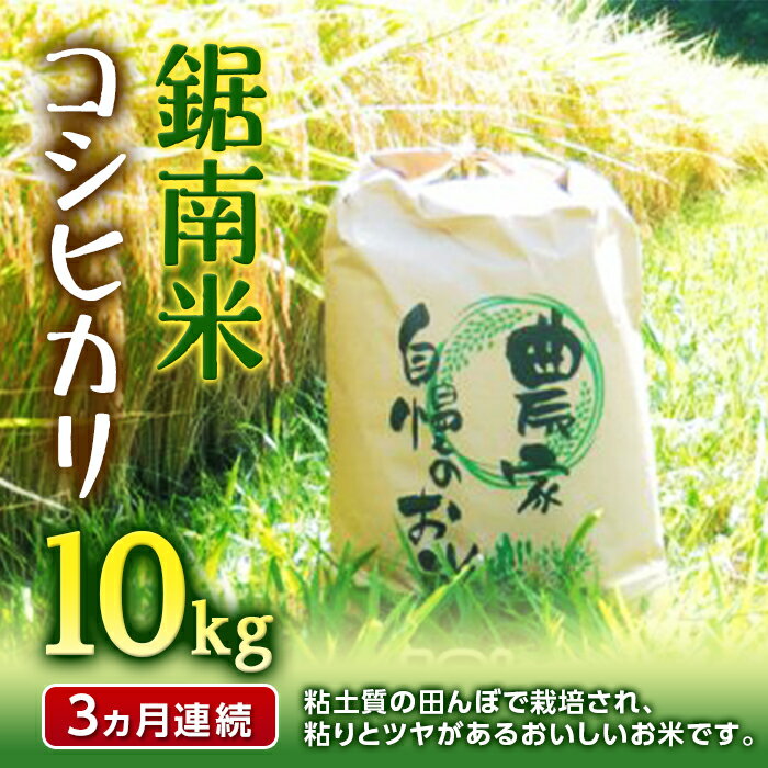 《お米の定期便》令和5年度産 新米 鋸南米コシヒカリ10kg精米 3ヶ月連続 F22X-106