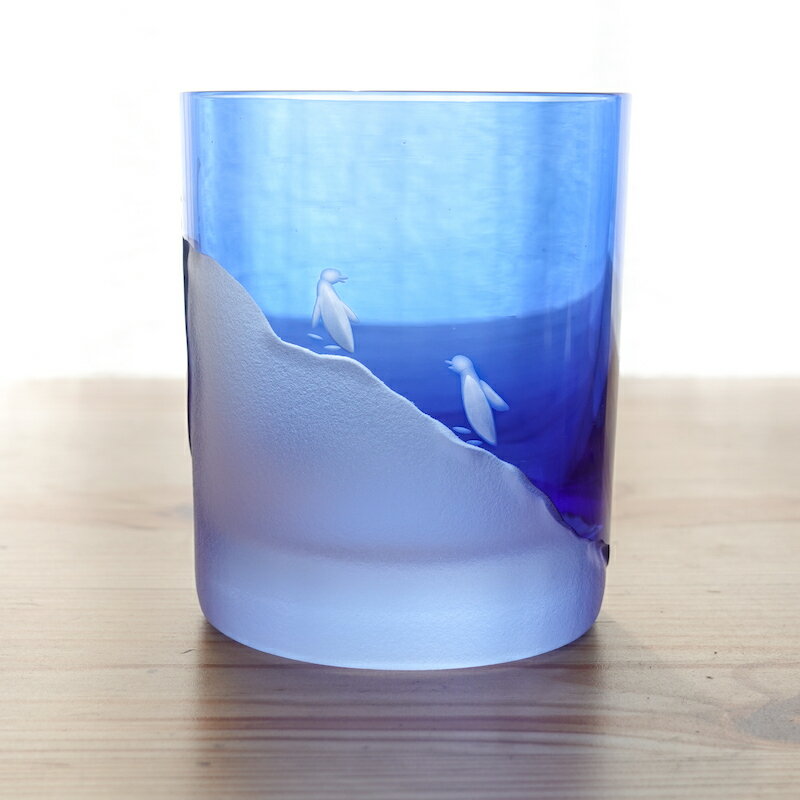 【ふるさと納税】浅草切子 aquatic「Penguin Climb 青藍」 切子 切子ガラス ガラス工芸 グラス ペア ガラス コップ ペンギン 手作り ぐい呑み 家飲み 酒器 ハンドメイド 手作り ギフト 贈答 プレゼント