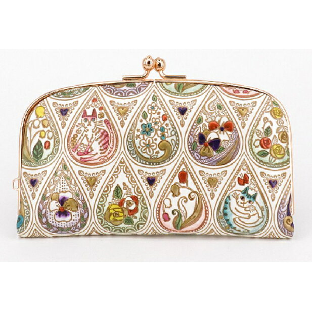 【ふるさと納税】【文庫屋大関】小さめのお財布　天溝がま口　花と猫＜ミックス＞【皮革工芸品】　【民芸品・工芸品・民芸品・工芸品】　お届け：発送可能時期より順次配送