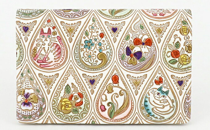 【ふるさと納税】パスケース 花と猫 ミックス 文庫屋大関 名刺入れ カードホルダー 名刺ケース 名刺ホルダー カード入れ 定期入れ 定期ケース 小物 革小物 革製品 革 民芸品 猫 猫グッズ 日本製 東京 東京都 墨田区　お届け：発送可能時期より順次配送