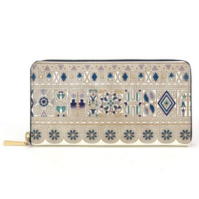 【ふるさと納税】【文庫屋大関】 大容量 ぐるっとファスナーの長財布 アポロン<ブルー>【皮革工芸品】 ファッション小物 民芸品 お届け:発送可能時期より順次配...