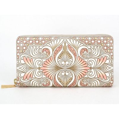 【ふるさと納税】長財布 大容量 ぐるっとファスナーの長財布 ロカイユ ベビーピンク 文庫屋大関 通帳が入る 財布 レディース 本革 牛革 通帳ケース 通帳入れ ...