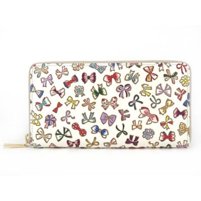 【ふるさと納税】【文庫屋大関】 大容量 ぐるっとファスナーの長財布 プチリボン【皮革工芸品】 ファッション小物 民芸品 お届け:発送可能時期より順次配送