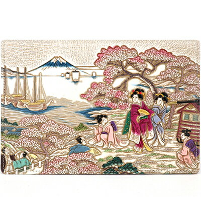 【ふるさと納税】【文庫屋大関】パーソナルホルダー 浮世絵 御殿山【皮革工芸品】 ファッション 小物 シンプル パスポートケース 病院セット 型押し 大関卯三郎 ...