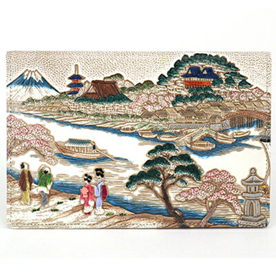 【ふるさと納税】【文庫屋大関】パーソナルホルダー 浮世絵 待乳山【皮革工芸品】 ファッション 小物 シンプル パスポートケース 病院セット 型押し 大関卯三郎 ...