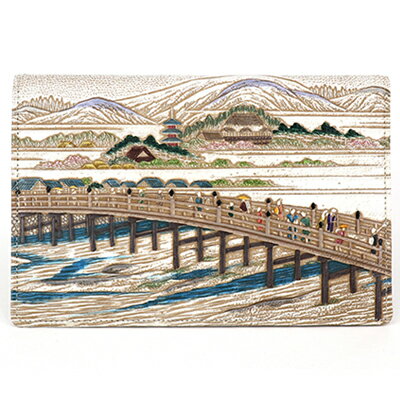 【ふるさと納税】【文庫屋大関】パーソナルホルダー 浮世絵 三条大橋【皮革工芸品】 ファッション 小物 シンプル パスポートケース 病院セット 型押し 大関卯三郎...