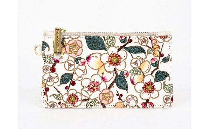 【ふるさと納税】【文庫屋大関】すっきりカードケース　梅花【皮革工芸品】 ファッション小物 雑貨 フラグメントケース 小銭入れ付き 収納 スマート 日本製 花柄 　お届け：発送可能時期より順次配送