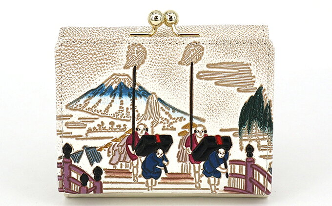 【ふるさと納税】【文庫屋大関】三つ折りミニ財布　日本橋【皮革工芸品】 ファッション 小物 民芸品 お札 カード 小銭 手のひらサイズ コンパクト 大人かわいい 牛革 手作り 国産 　お届け：発送可能時期より順次配送 f131075-sumida-10001528 東京都墨田区 サンプル画像2