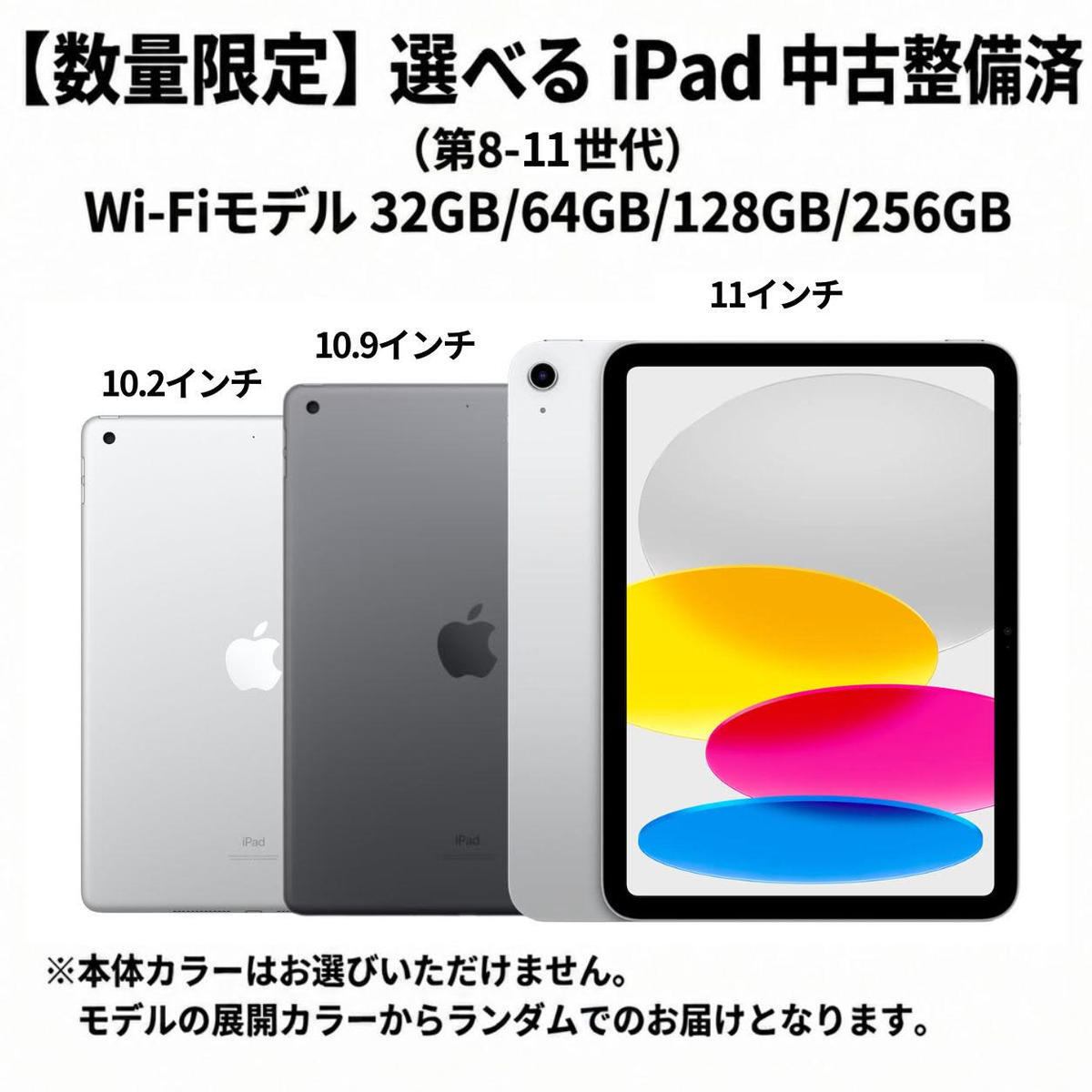 【ふるさと納税】【数量限定】選べる iPad 中古 整備済 (第8世代/第9世代/第10世代/第11世代) Wi-Fiモデル 10.2インチ 10.9インチ 11インチ 32GB 64GB 128GB 256GB 本体 Apple アップル タブレット リユース アイパッド　お届け：ご入金確認後、通常60日前後でお届け