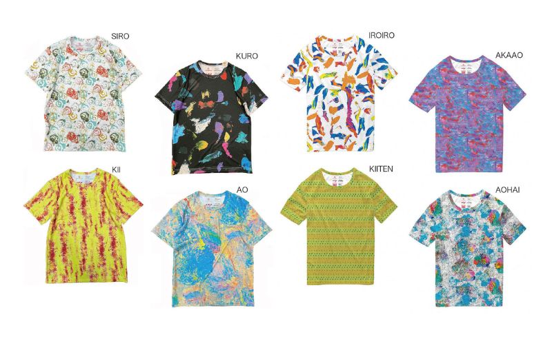 【ふるさと納税】Tシャツ 感覚刺激Tシャツ 08AKAAO 洋服 ファッション 総柄Tシャツ プレゼント 手書き 絵画 アート作品 通気性 柔軟性 日本製 福祉施設 ワークショップ 東京都 墨田区