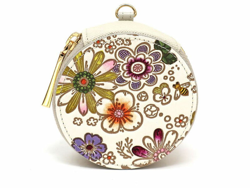 [文庫屋大関]マカロンポーチ みつばち[皮革工芸品] ポーチ ミニポーチ 小物入れ アクセサリー入れ イヤホン入れ 収納 保管ケース 手のひらサイズ 本革 革 皮革 工芸品 工芸 雑貨 ギフト プレゼント 日本製 東京