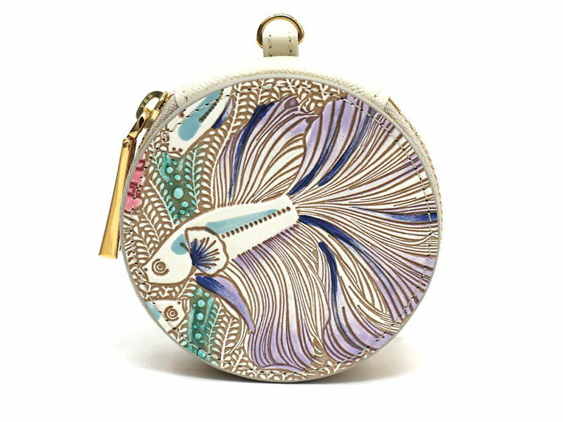 [文庫屋大関]マカロンポーチ 龍[緑][皮革工芸品] ポーチ ミニポーチ 小物入れ アクセサリー入れ イヤホン入れ 収納 保管ケース 手のひらサイズ 本革 革 皮革 工芸品 工芸 雑貨 ギフト プレゼント 日本製 東京