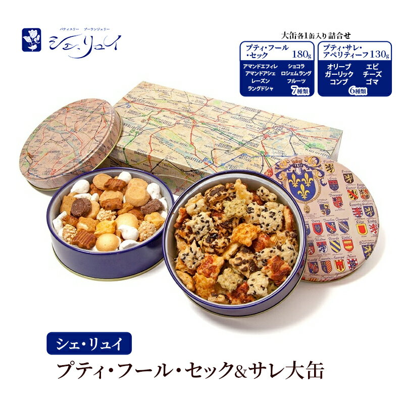【ふるさと納税】シェ・リュイ　大缶プティ・フール・セック＆サレ（大缶各1缶入り　詰め合わせ）　缶入り　焼き菓子　ギフト　大田区　東京都