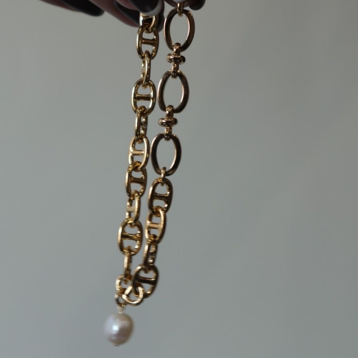 【ふるさと納税】[Cherieオリジナルブレスレット]pearl chain brace / gold 16000円