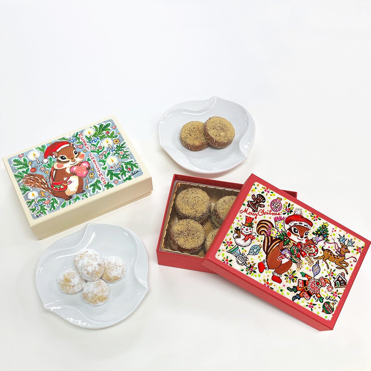 【ふるさと納税】[西光亭]クリスマス柄3　くるみのクッキー＆チョコマカダミアクッキー（各1個／お渡し用のお手提げ袋2袋付）のサムネイル