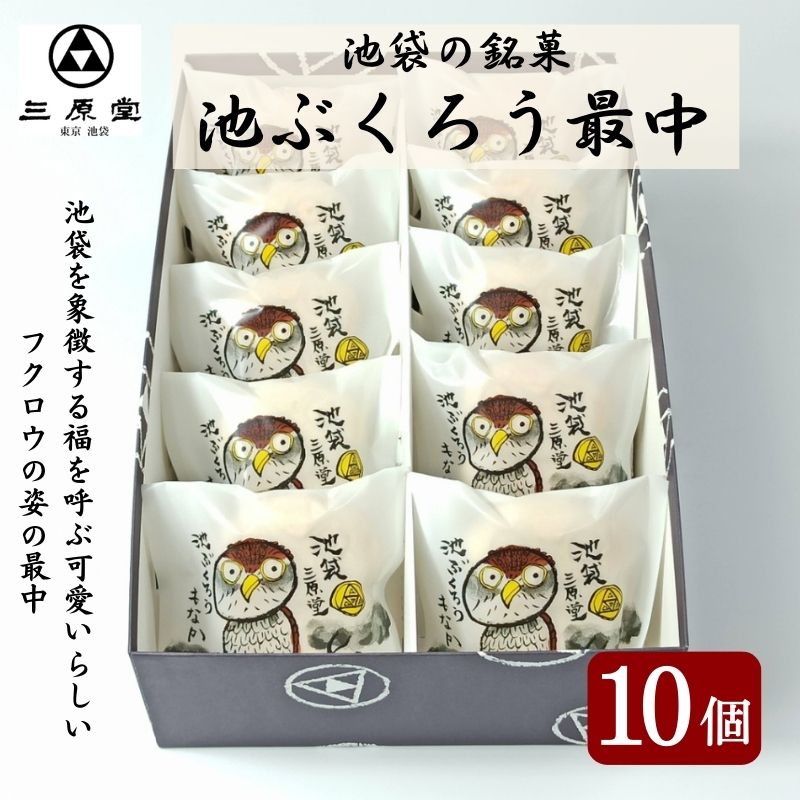 池袋銘菓　池ぶくろう最中10個入　【お菓子・和菓子・もなか・最中】