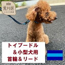 【ふるさと納税】トイプードル及び小型犬用カラー（首輪）＆リード(カラー：紺・水色・紺)