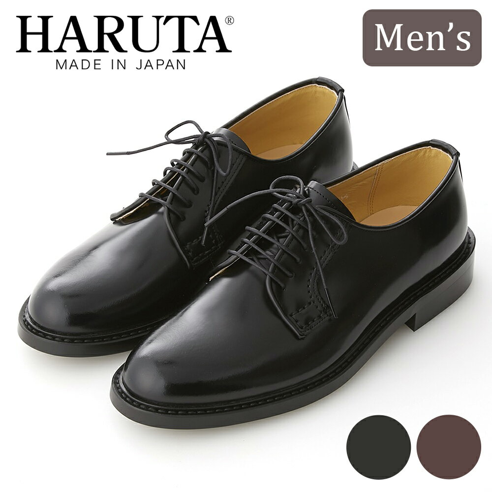 【ふるさと納税】ハルタ プレーンレースアップシューズ #711 men's ブラック、ダークブラウン 24.0～27.5cm｜HARUTA 本革 定番 通学 学生 靴 ビジネス [0404-0421]