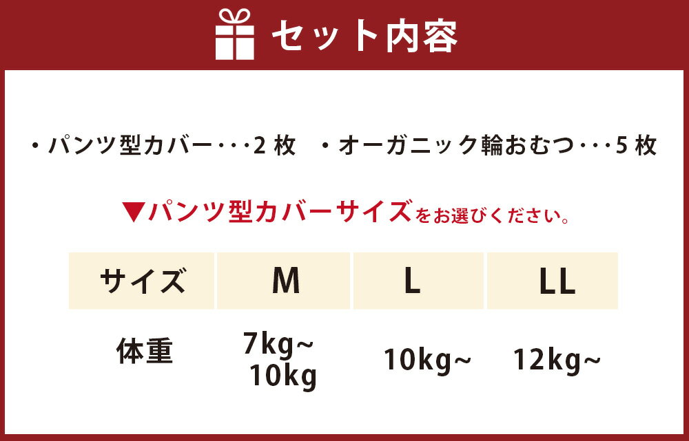 【ふるさと納税】【kucca】【選べるサイズ】布おむつデビューセット（パンツ型カバー2枚、オーガニック輪おむつ5枚）おむつカバー カバー ベビー用品 ベビー トイトレ オムツ 布オムツ オーガニックコットン 日本製 東京都 武蔵野市 送料無料