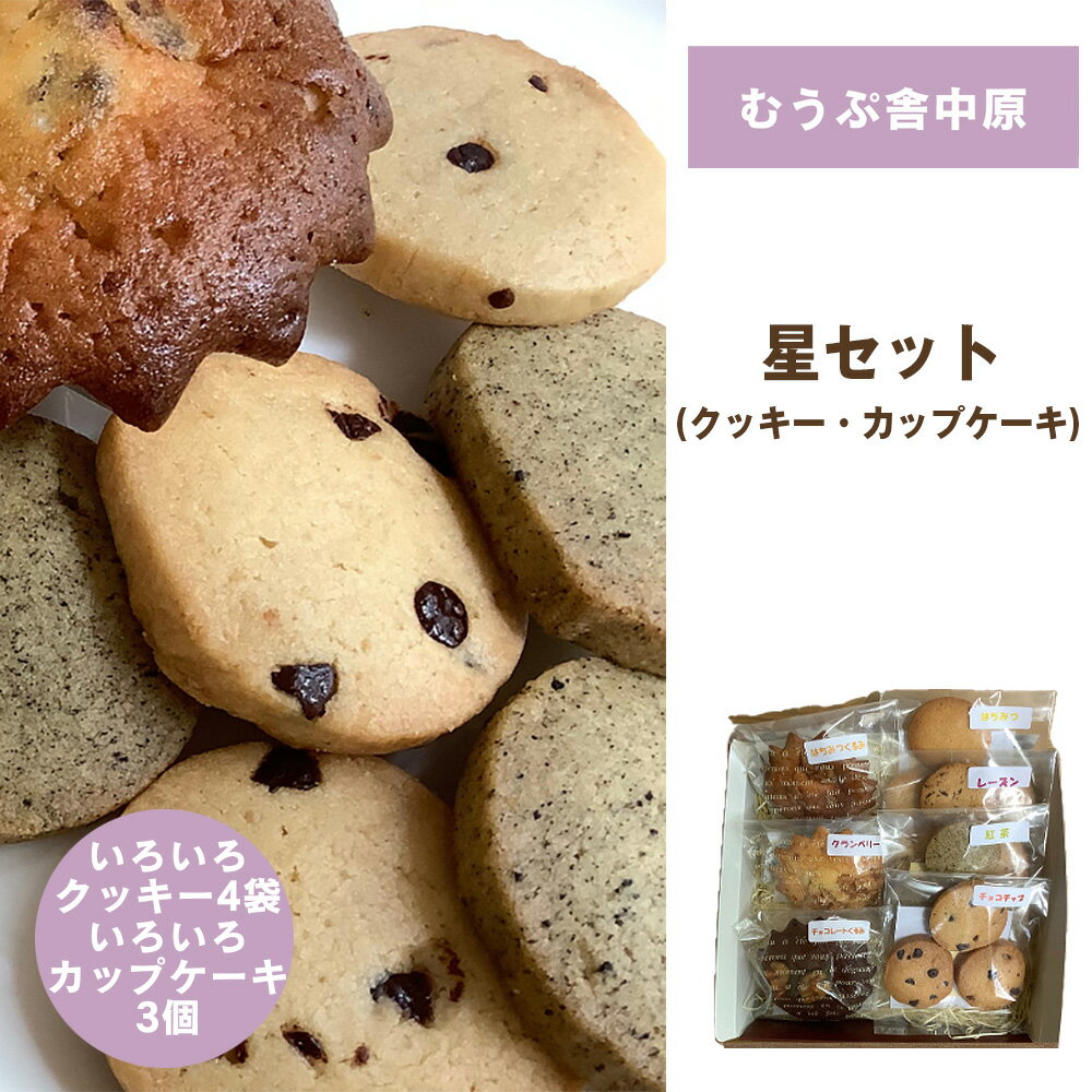 星と風のギフト[星セット/むうぷ舎中原] / 焼き菓子 詰め合わせ クッキー カップケーキ 手作りお菓子 スイーツ ギフト おやつ 食べ比べ しっとりケーキ サクサククッキー 素朴な味 ナチュラルスイーツ ティータイム お取り寄せ おうちカフェ [No.274]